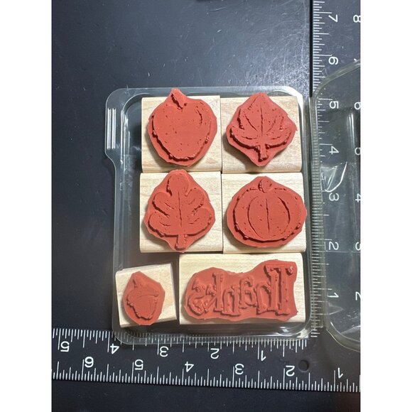 Stampin Up! 2002 Fall Fun Autumn Themed Rubber Wooden Stamp Set - Picture 2 of 3